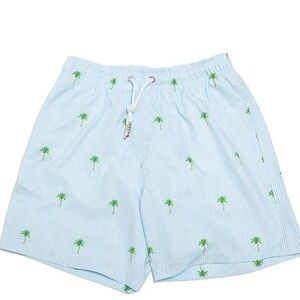 Bermies palm tree blue kids swim trunks size 12